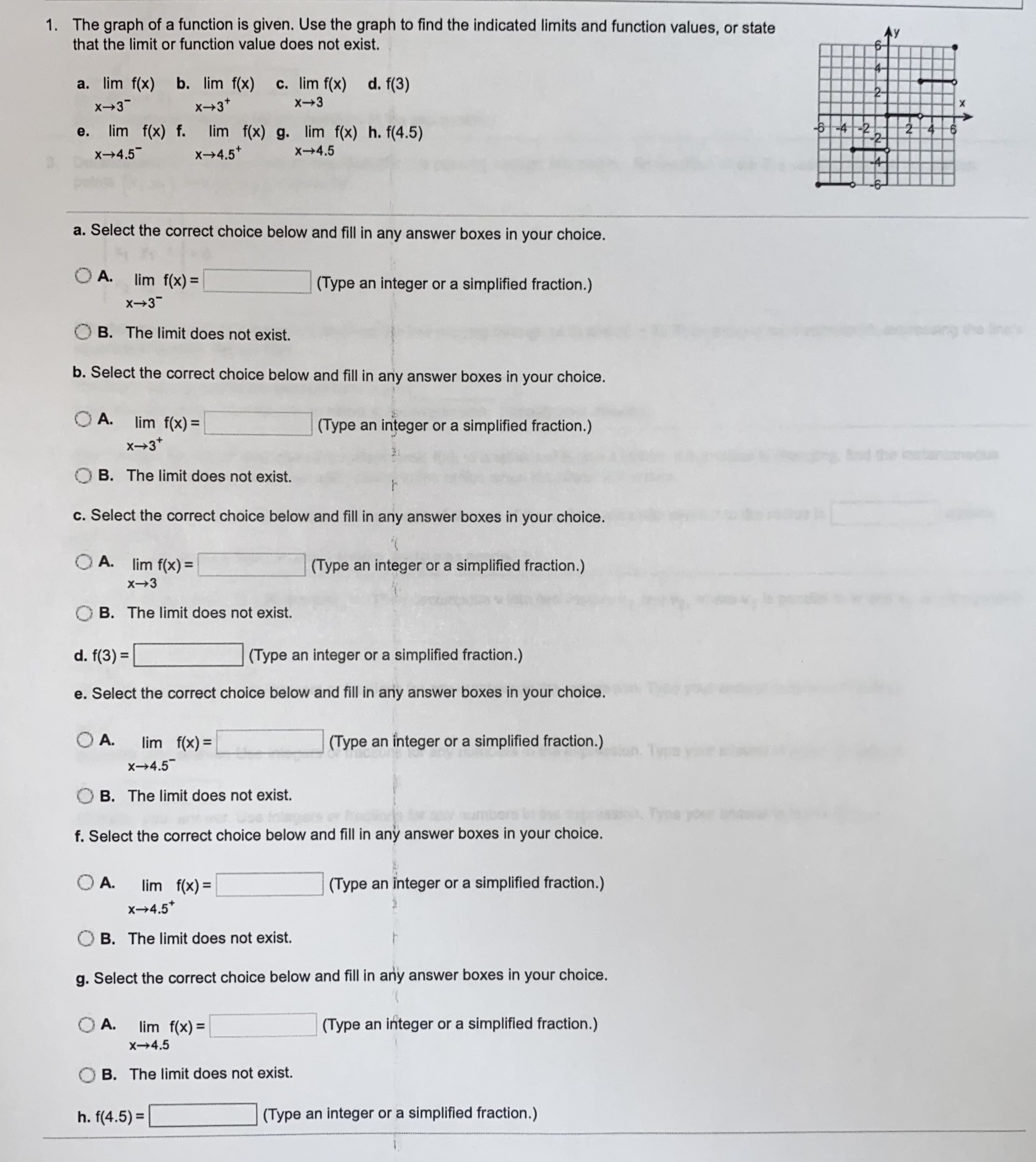 Solved 1. The graph of a function is given. Use the graph to | Chegg.com