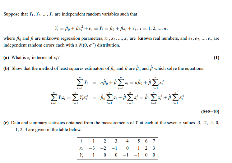 Solved Suppose that Y, Y2, ..., Y, are independent random | Chegg.com