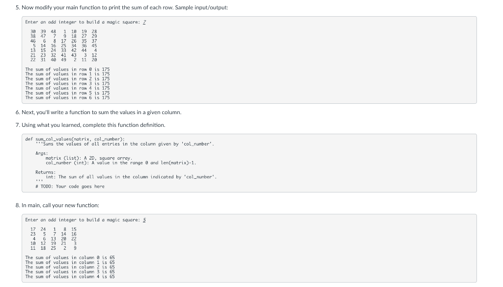 Solved Part B: Verify magic squares In this part of the lab, | Chegg.com