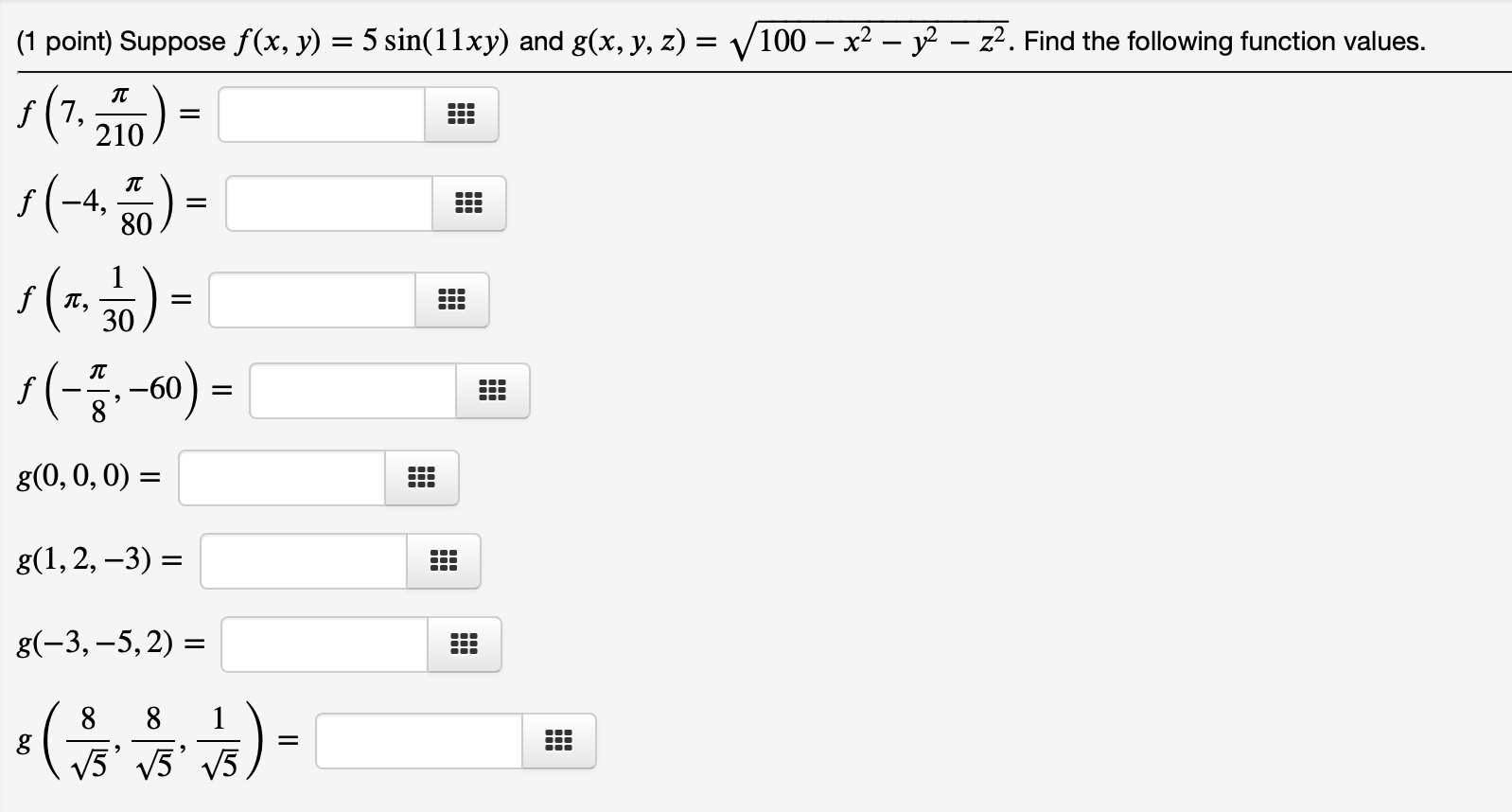 Solved 1 ﻿point ﻿suppose F X Y 5sin 11xy ﻿and