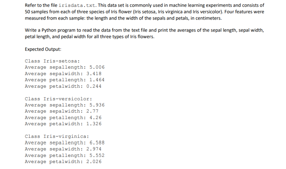 Solved Refer to the file irisdata.txt. This data set is | Chegg.com