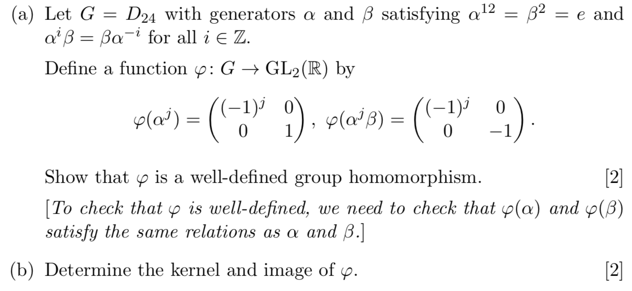 Solved A Let G D24 With Generators A And B Satisfying Chegg Com