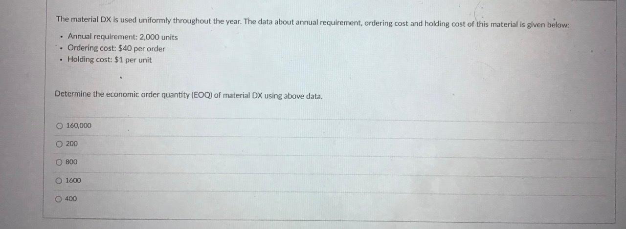 Solved The material DX is used uniformly throughout the | Chegg.com
