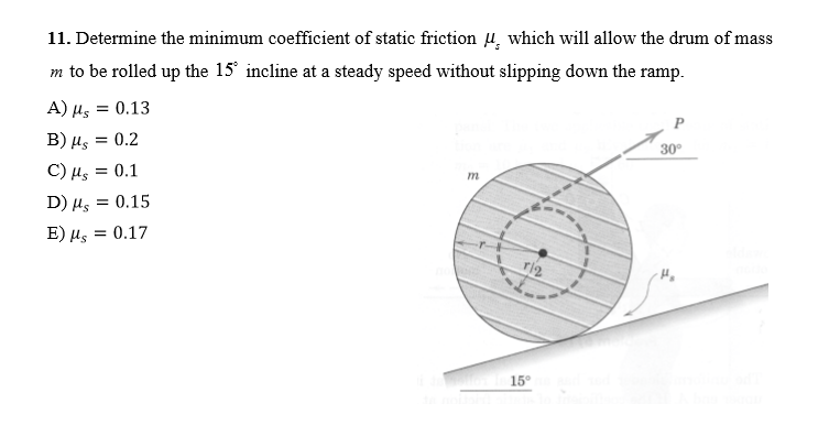 Solved 11. Determine the minimum coefficient of static | Chegg.com