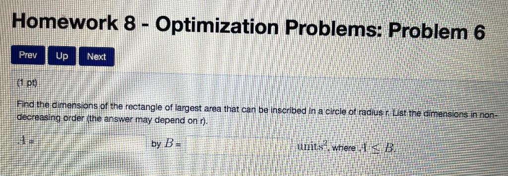 optimization problems homework