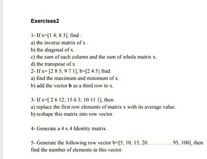 Solved Exercises 1 If x 1 4 8 3 find a the inverse Chegg