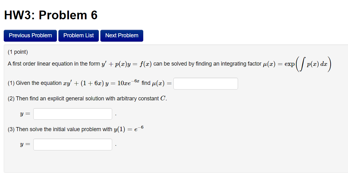 Solved HW3: Problem 6 Previous Problem Problem List Next | Chegg.com