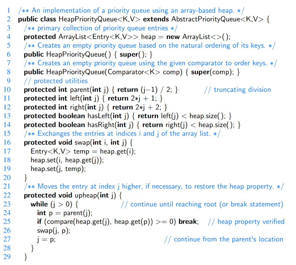 Solved Use the HeapPriorityQueue class on on pp. 377-378 in | Chegg.com