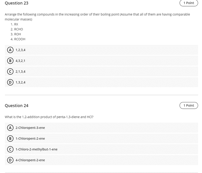 Solved Question 23 1 Point Arrange the following compounds | Chegg.com
