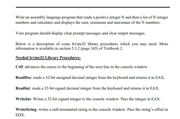 Write an assembly language program that reads a | Chegg.com