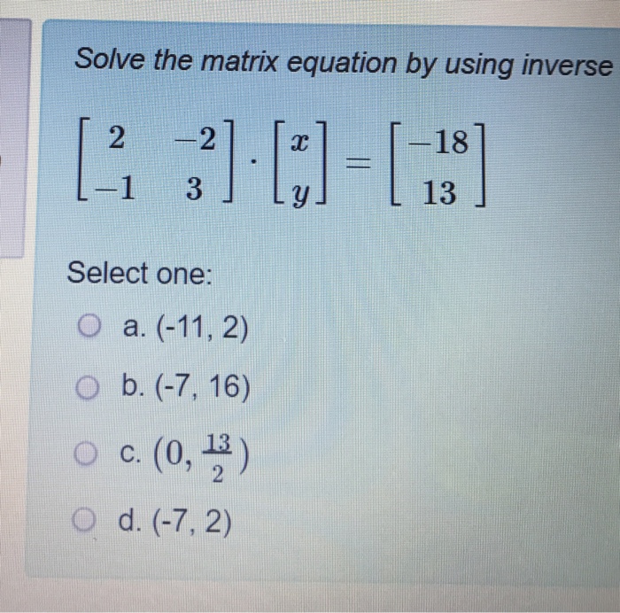 problem solving for inverse matrix