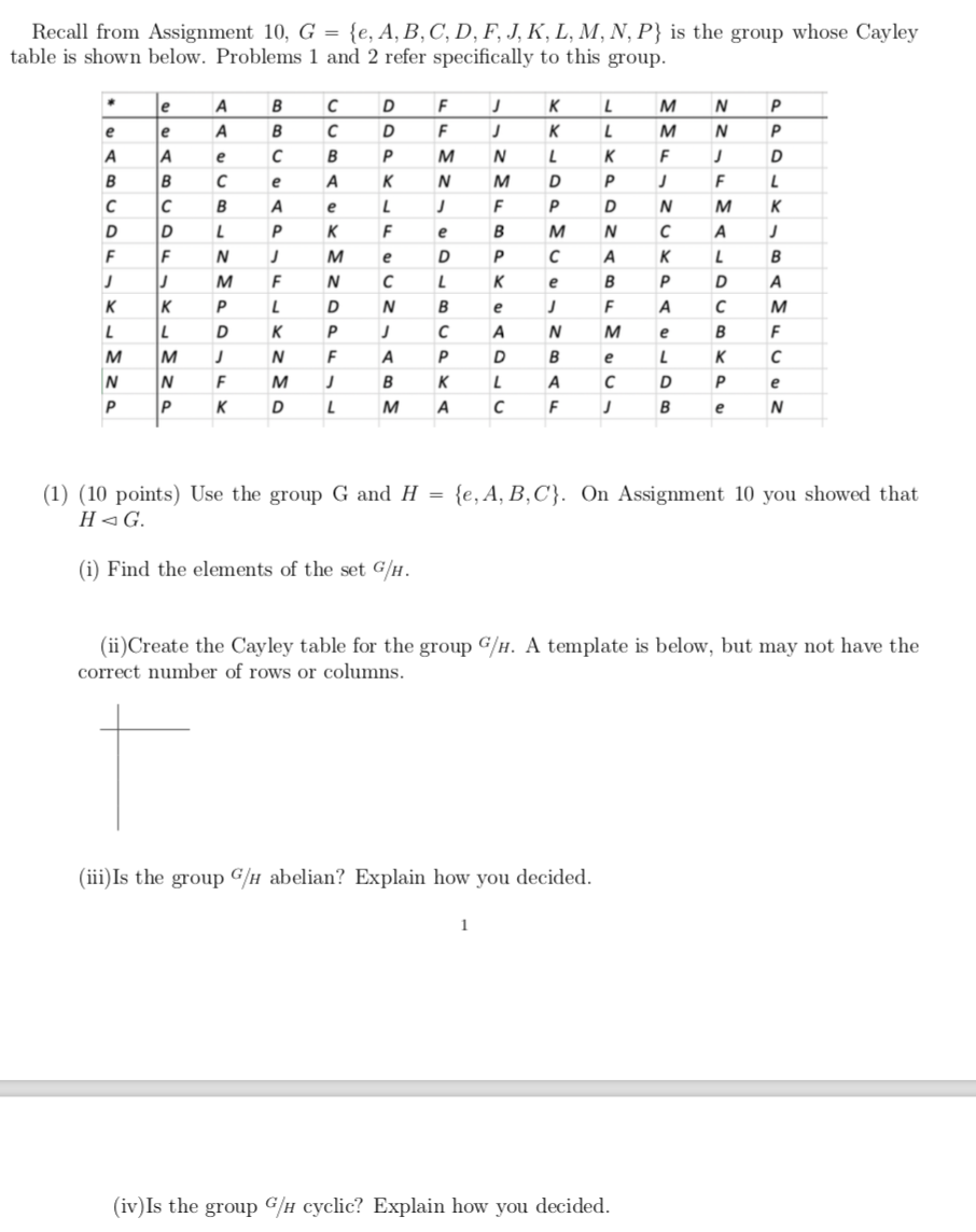 Solved Recall From Assignment 10 G E A B C D F Chegg Com