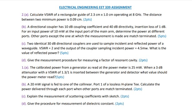 Solved ELECTRICAL ENGINEERING EET 339 ASSIGNMENT 2. (a). | Chegg.com