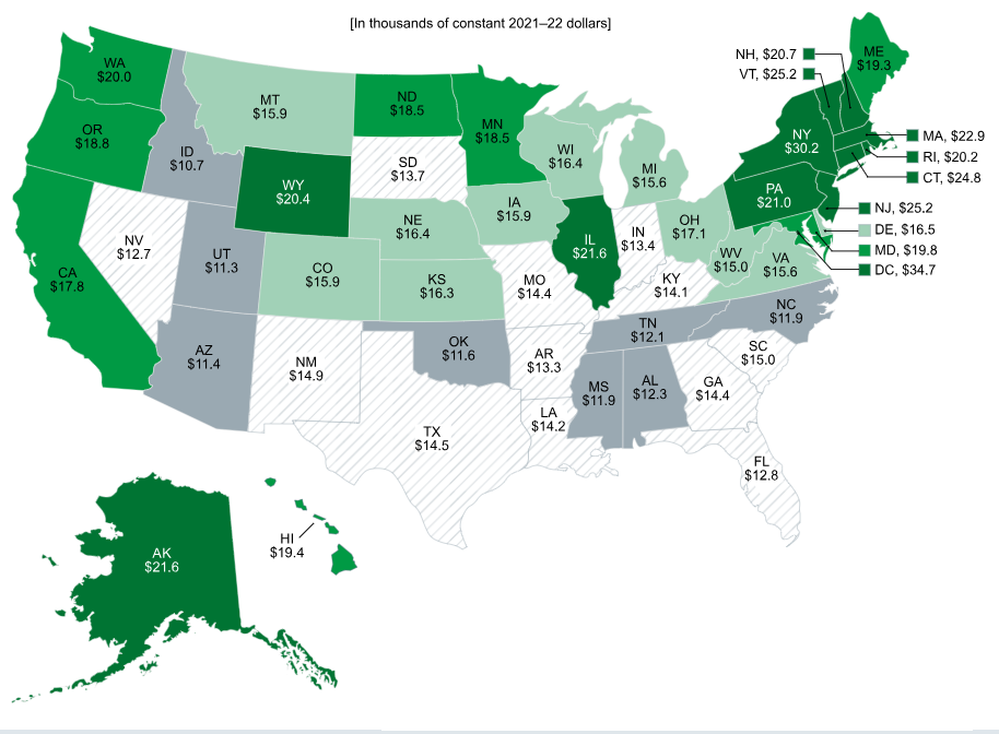 The map above displays the average amount spent by | Chegg.com