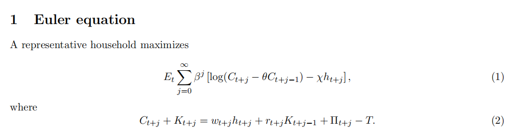 Solved 1 Euler equation A representative household maximizes | Chegg.com