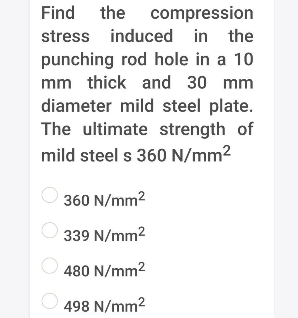Solved Find the compression stress induced in the punching