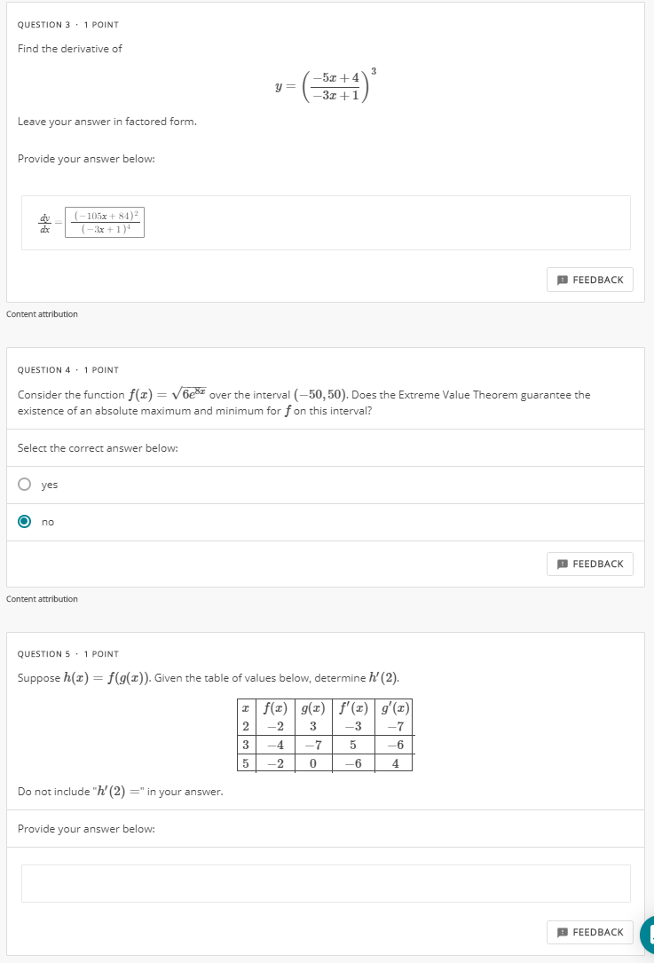 Solved QUESTION 3.1 POINT Find the derivative of Leave your | Chegg.com