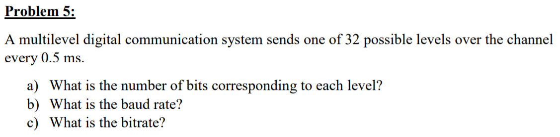 Solved Problem 5: A multilevel digital communication system | Chegg.com