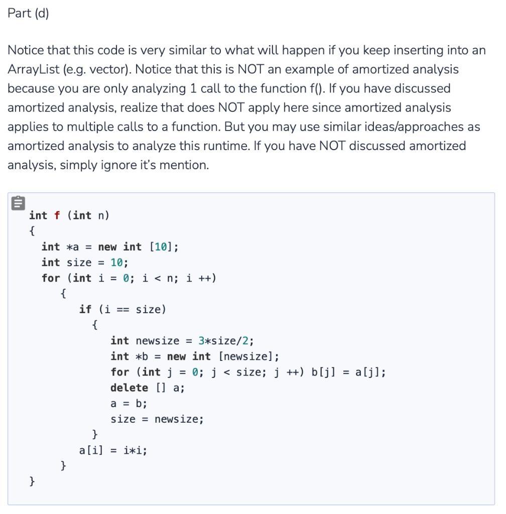 Solved Problem 3: Runtime Analysis In Big- Θ notation, | Chegg.com