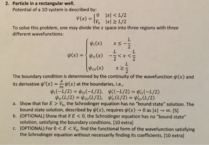 Solved 2. Particle in a rectangular wel. Potential of a 1D | Chegg.com