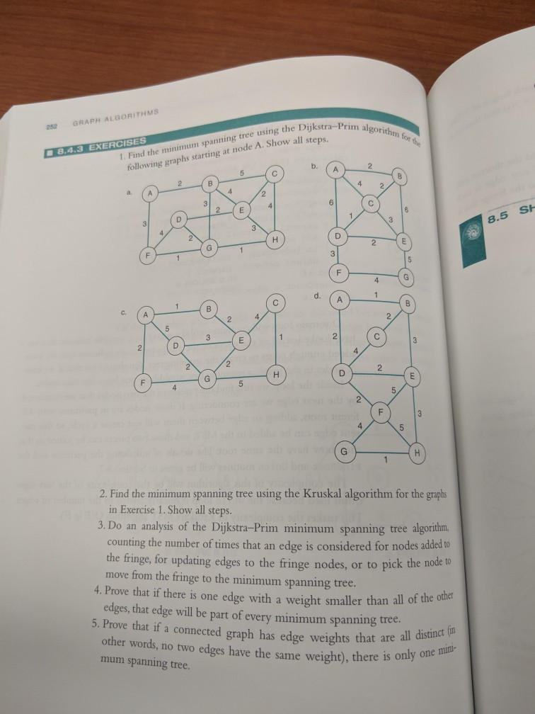 Solved 1. Find the minimum spanning tree using the Dijkstr | Chegg.com
