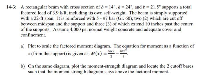 Solved 14-3: A rectangular beam with cross section of b = | Chegg.com
