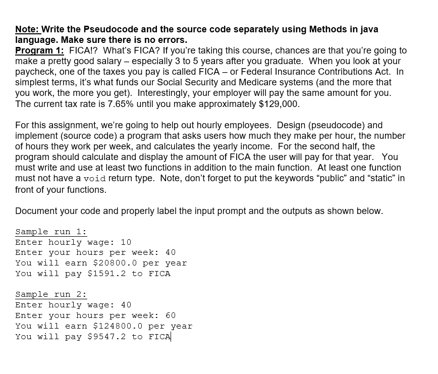 Solved Note: Write the Pseudocode and the source code | Chegg.com