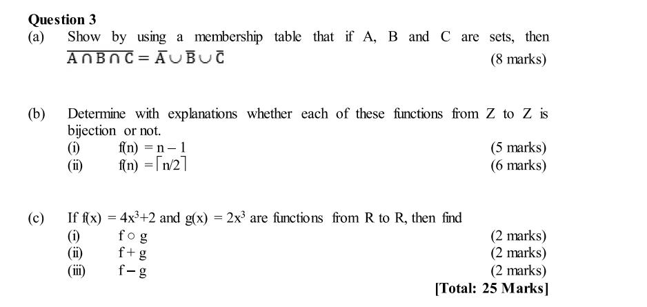 Question 3 (a) Show by using a membership table that | Chegg.com