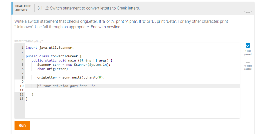 Solved Challenge Activity 3 11 2 Switch Statement To