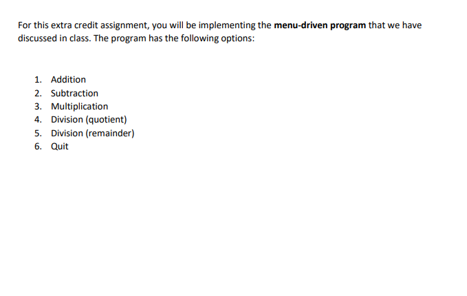 Solved For this extra credit assignment, you will be | Chegg.com