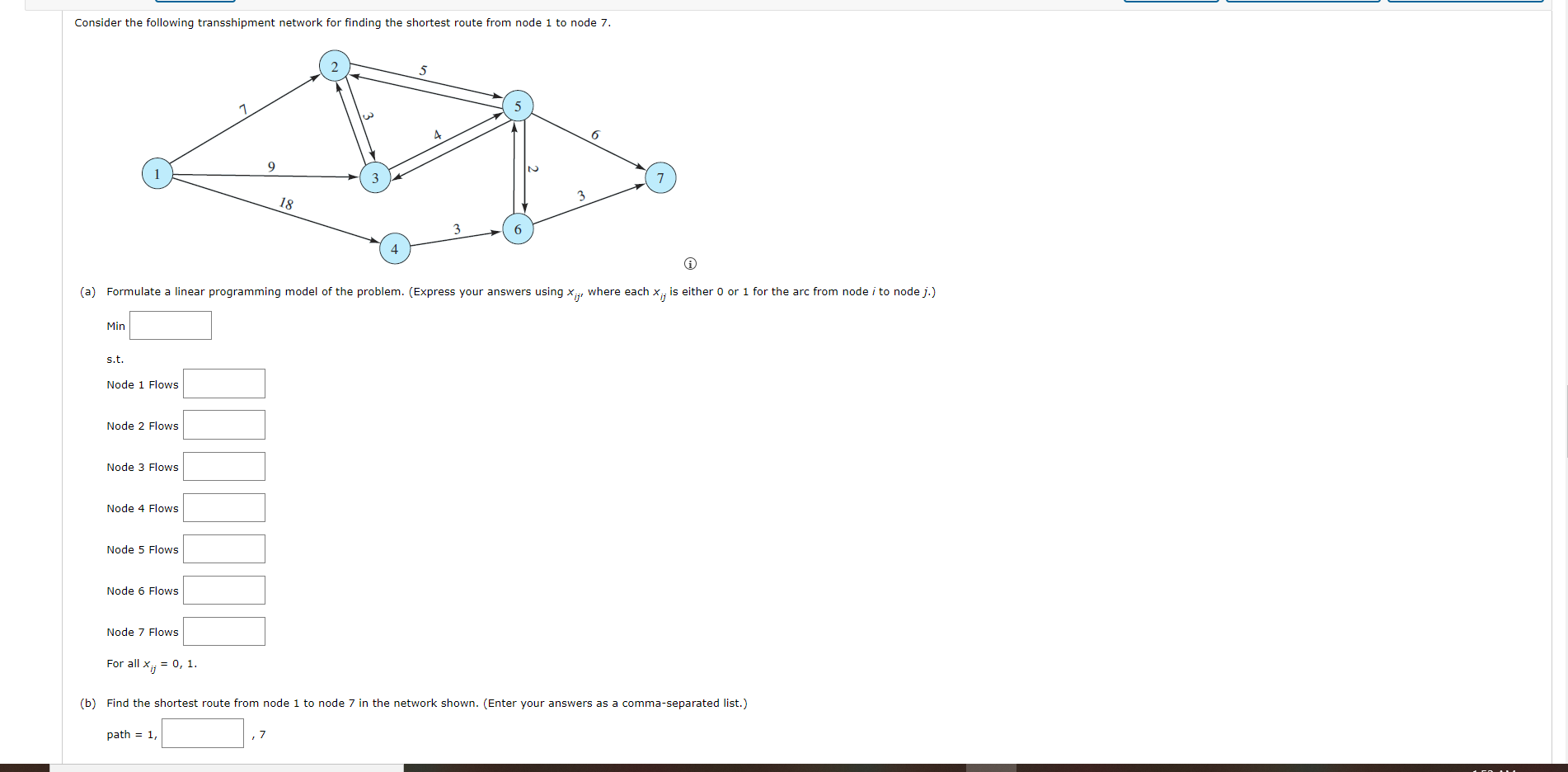 Solved Consider The Following Transshipment Network For | Chegg.com