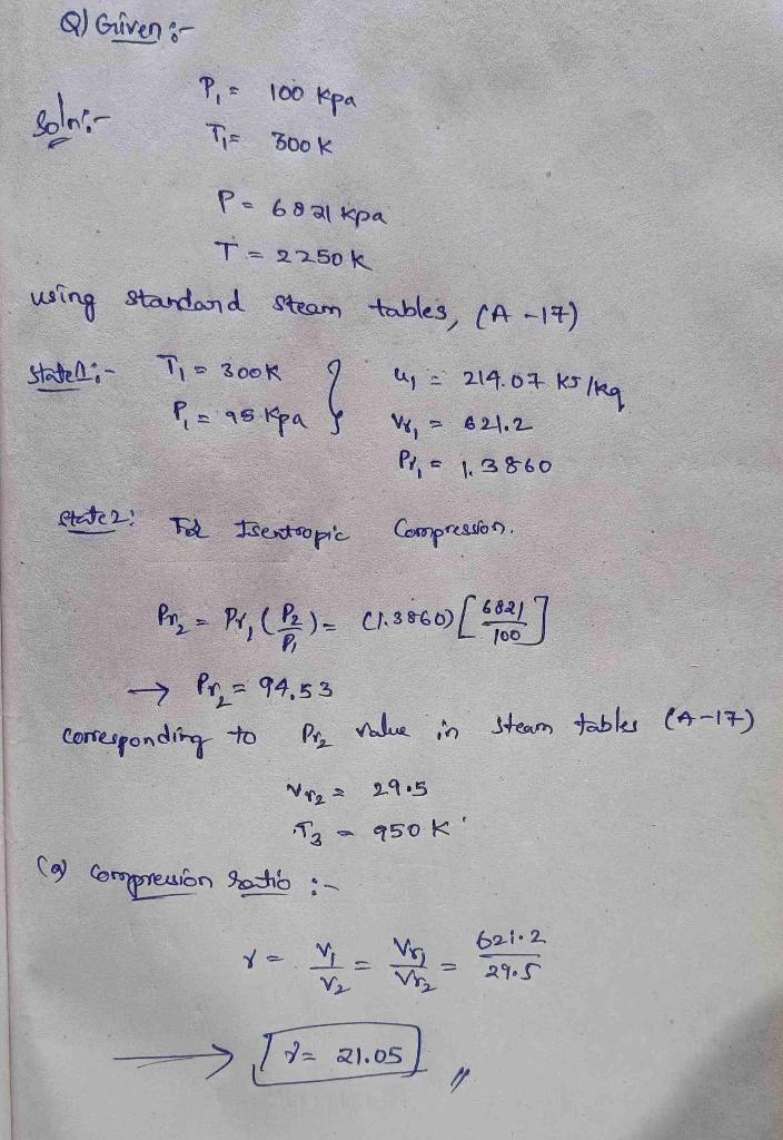 Solved (a) The Compression Ratio, R. (b) The Cutoff Ratio, | Chegg.com