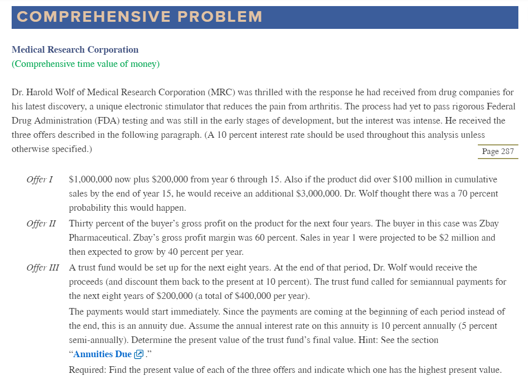 Solved COMPREHENSIVE PROBLEM Medical Research Corporation Chegg