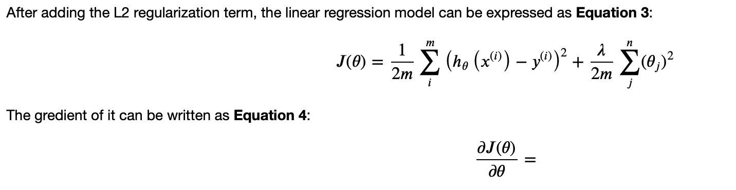 After adding the L2 regularization term, the linear | Chegg.com