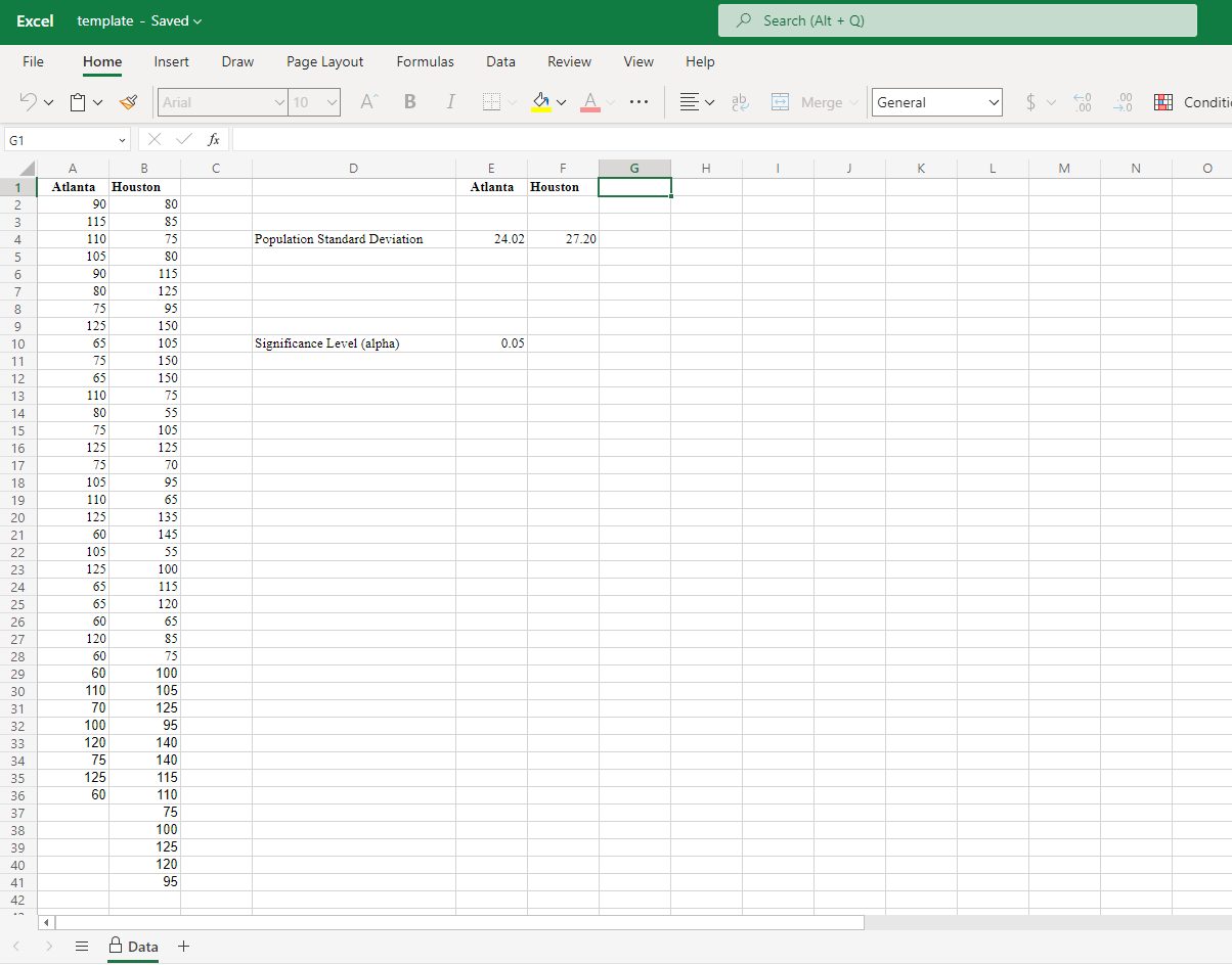 Solved Excel template - Saved Search ( Alt +Q) File Home | Chegg.com