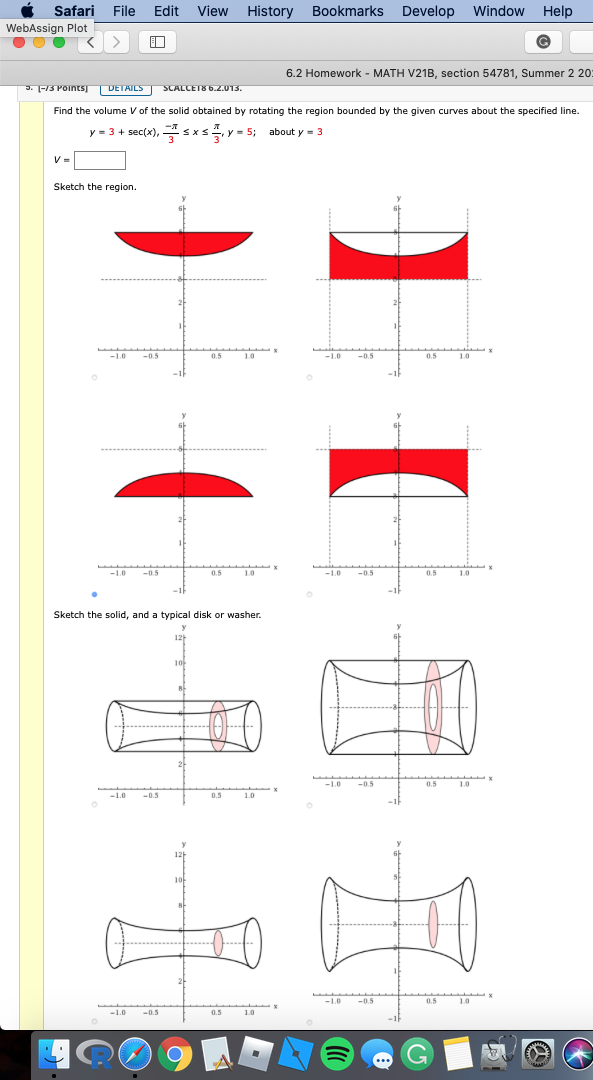 Solved Find The Volume V Of The Solid Obtained By Rotating Chegg Com