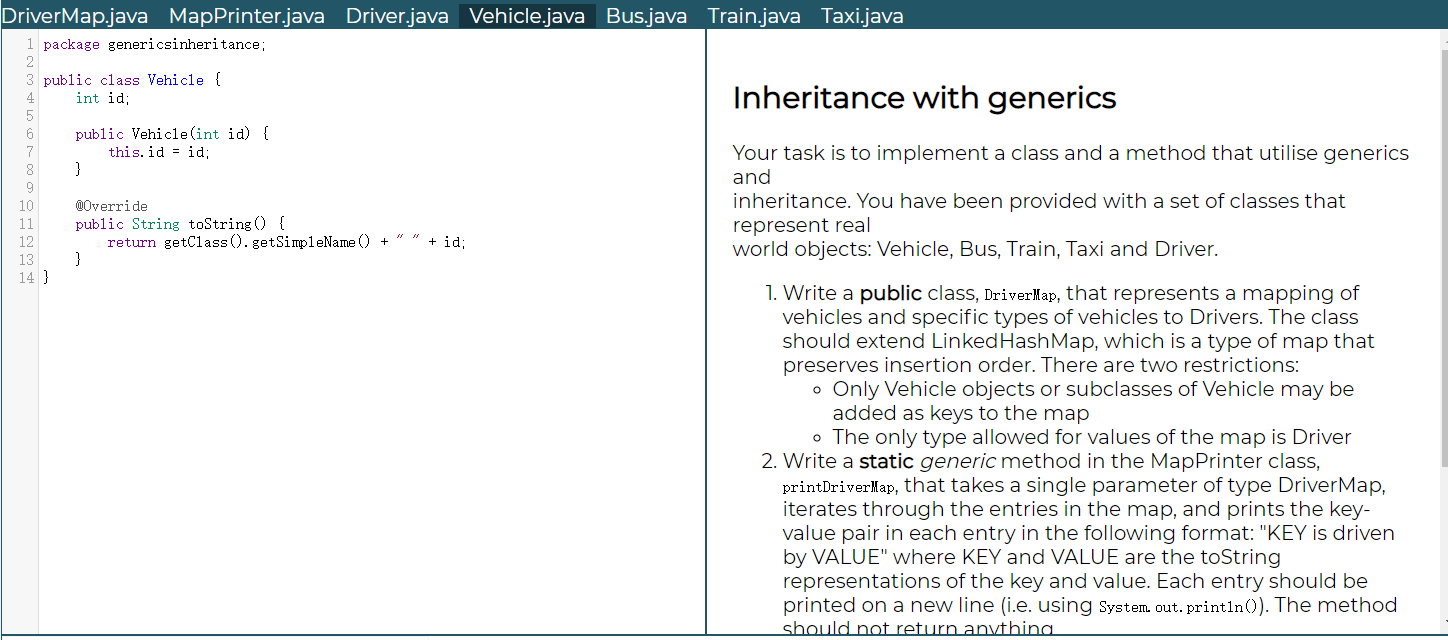 Java Inheritance - Vehicle class with a method called drive