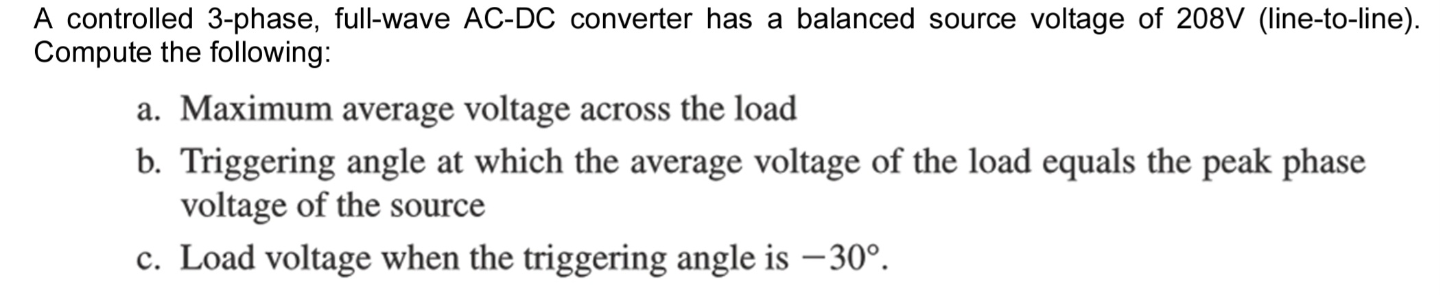 Solved A Controlled 3-phase, Full-wave AC-DC Converter Has A | Chegg.com