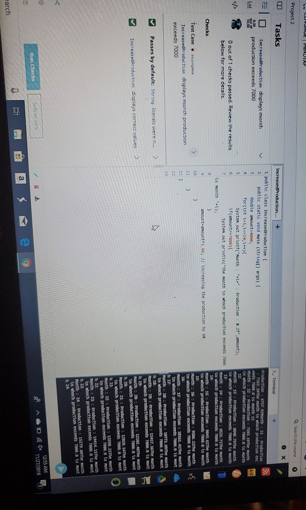 CENGAGE I MINDIAP Project 2 Search this course 0 X Tasks Increased Production... + >- Terminal = 0 IncreasedProduction displa