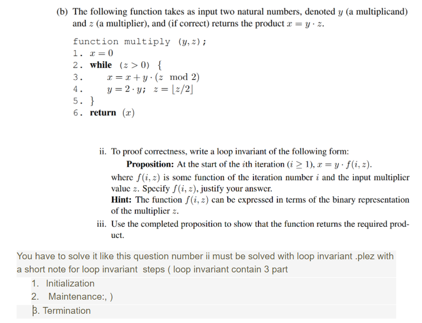 (b) The Following Function Takes As Input Two Natural | Chegg.com