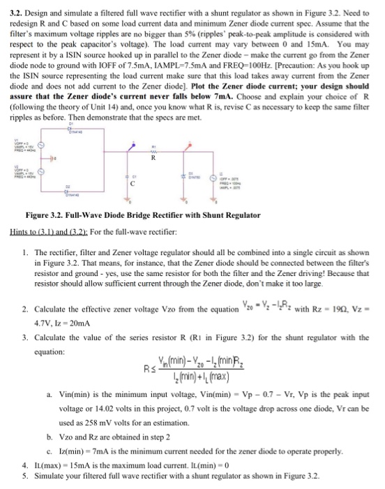 3.2. Design and simulate a filtered full wave | Chegg.com