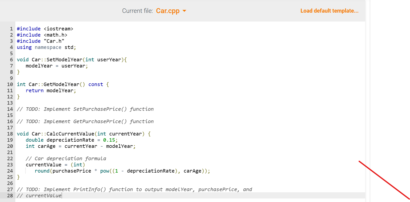 Current file: Car.cpp
Load default template...