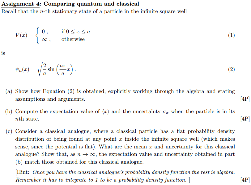 Solved Assignment 4: Comparing quantum and classical Recall | Chegg.com
