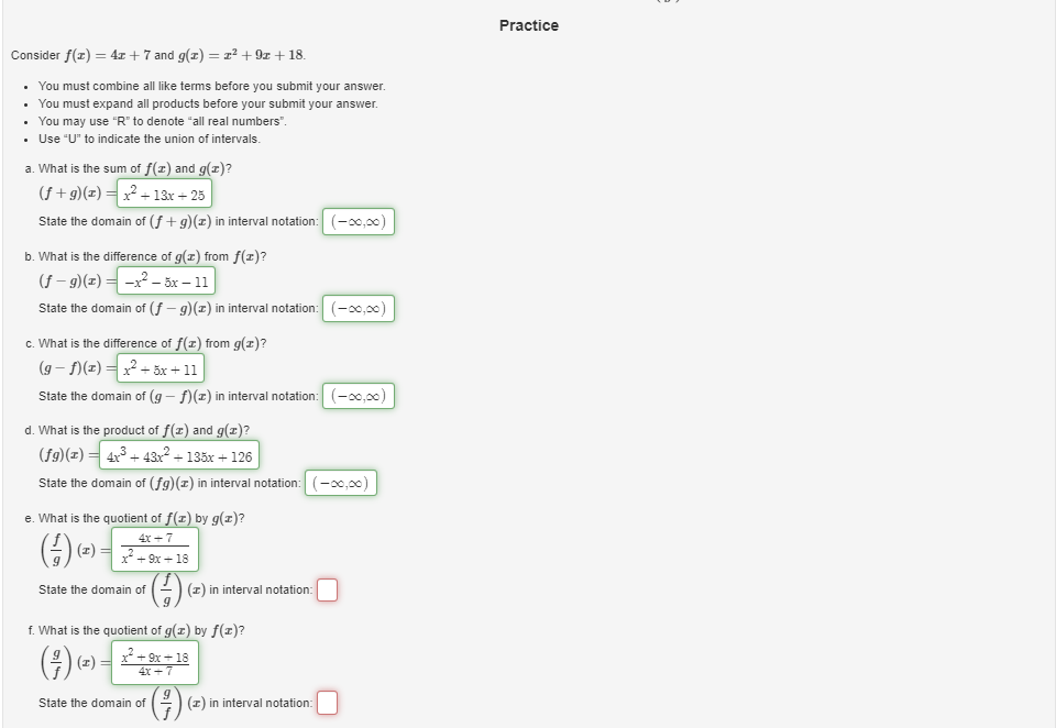 Solved Practice Consider F 1 4 1 7 And G T 22 93 Chegg Com