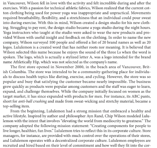 Solved INTRODUCTION Lululemon Athletica is an athletic
