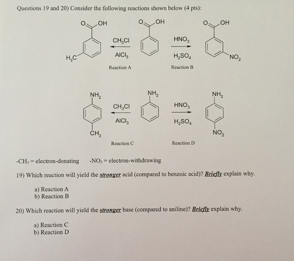 Solved Questions 19 And 20) Consider The Following Reactions | Chegg.com