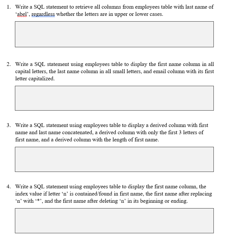 1. Write a SQL statement to retrieve all columns from | Chegg.com