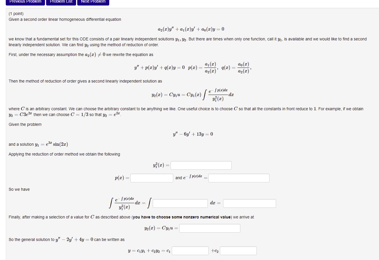 Solved Previous Problem Problem List Next Problem (1 point) | Chegg.com
