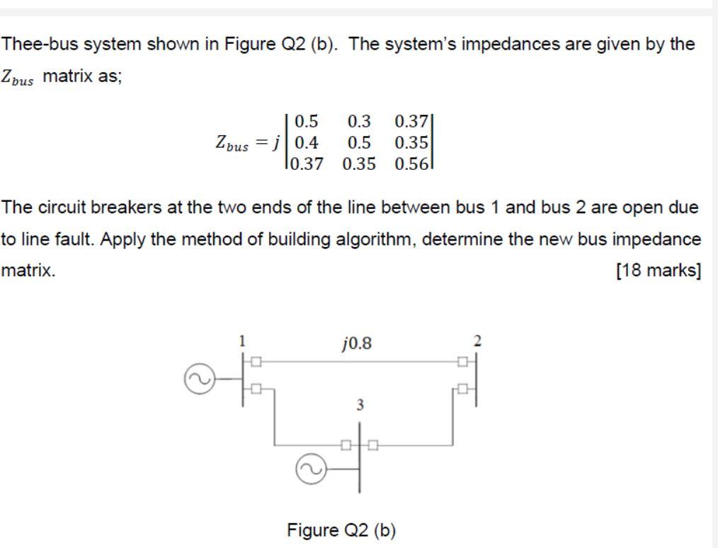 Solved Thee-bus system shown in Figure Q2 (b). The system's | Chegg.com