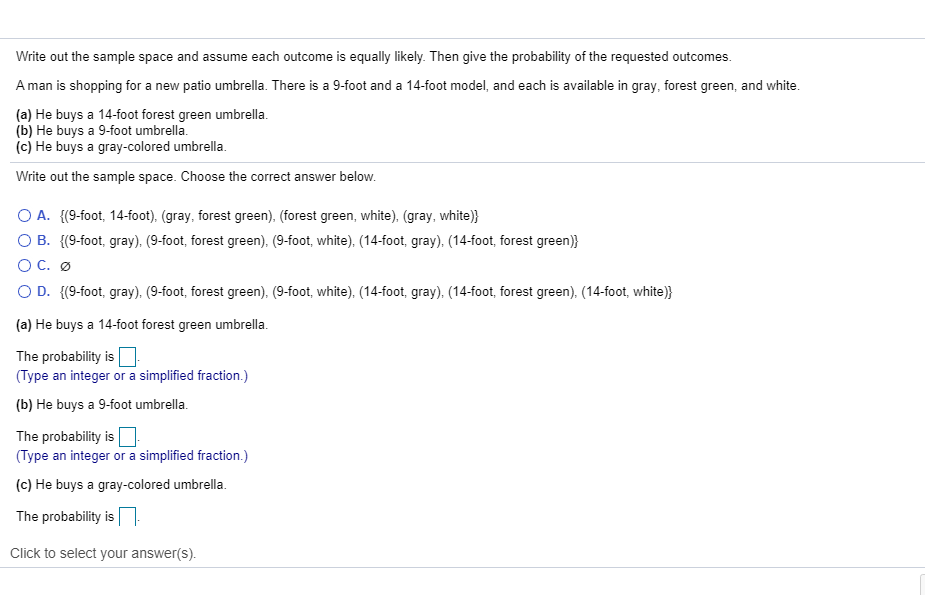 Solved Write Out The Sample Space And Assume Each Outcome